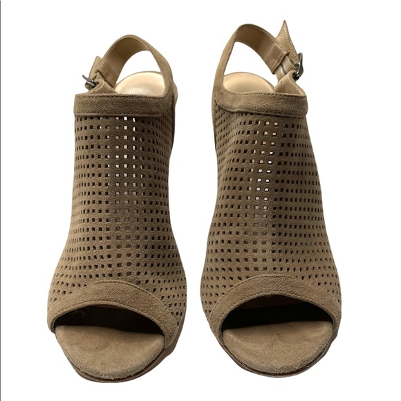 M. Gemi | The Vivo Tan Suede Peep Toe Wedge 39 - Picture 4 of 8